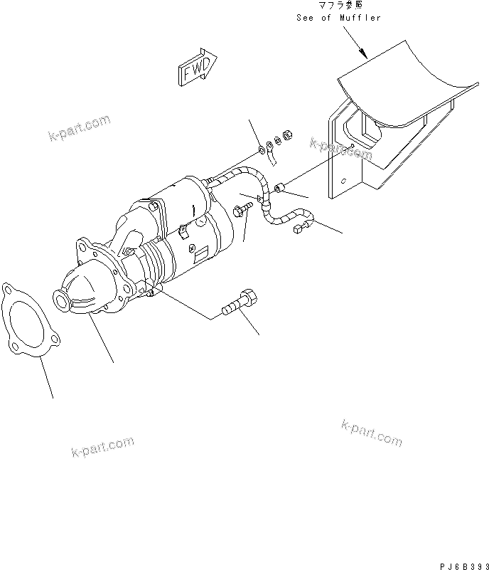 Komatsu parts book diagram for SAA6D125E-2C-8 S/N 60721-UP: STARTING MOTOR MOUNTING (11KW)(#210001-)