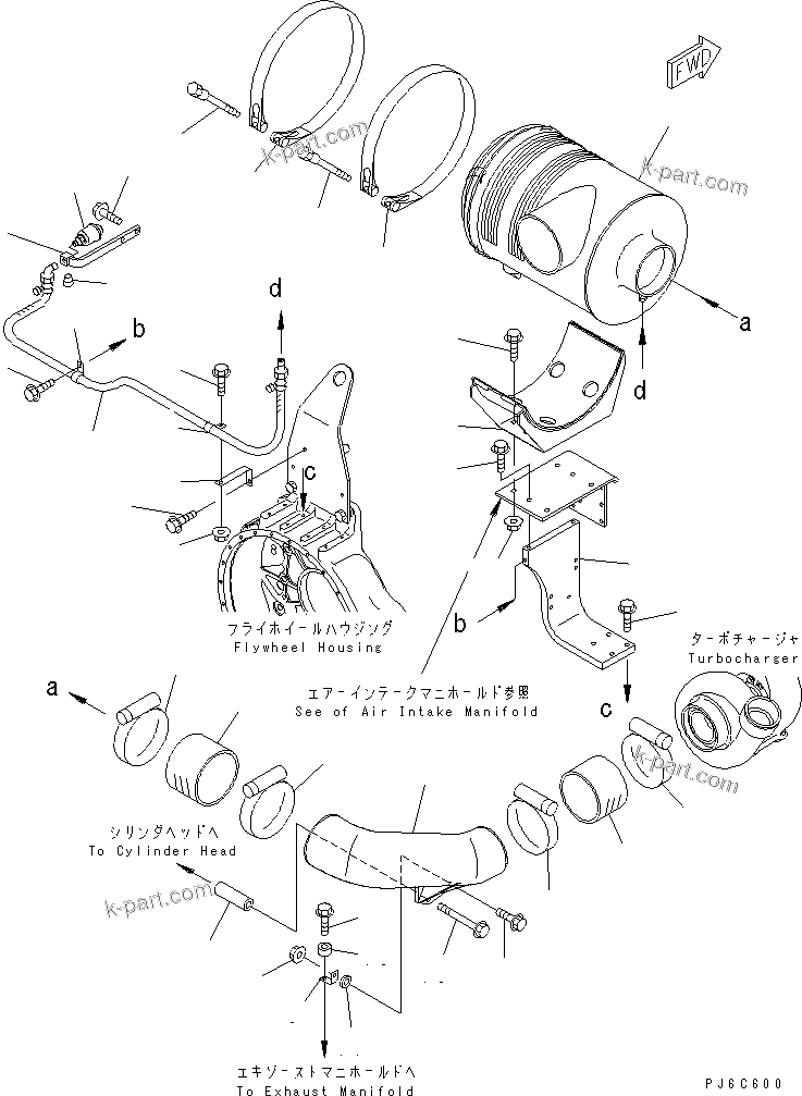 Komatsu parts book diagram for SAA6D140E-3N-8 S/N 110001-UP: AIR CLEANER(#110003-)