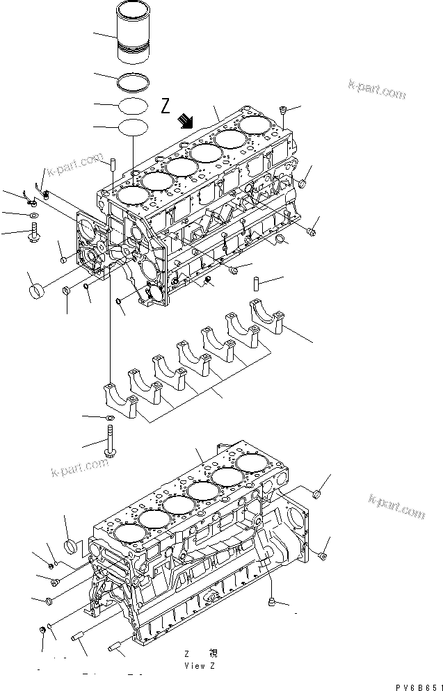 Komatsu parts book diagram for SAA6D140E-3N-8 S/N 110001-UP: CYLINDER BLOCK
