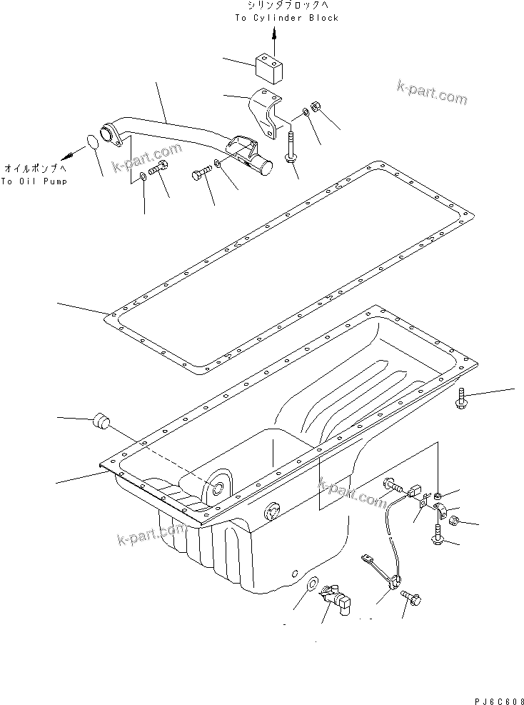 Komatsu parts book diagram for SAA6D140E-3N-8 S/N 110001-UP: OIL PAN AND SUCTION TUBE(#110003-)