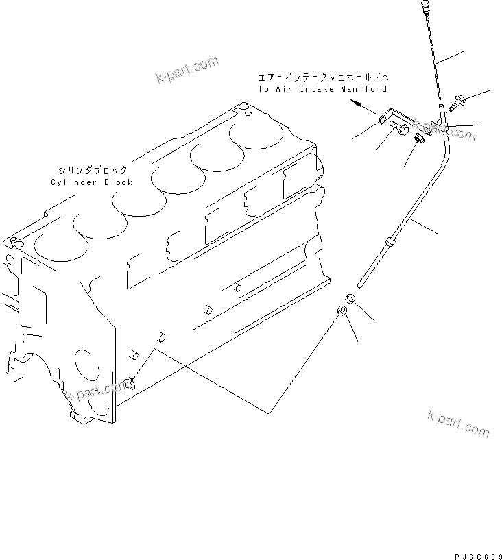 Komatsu parts book diagram for SAA6D140E-3N-8 S/N 110001-UP: OIL LEVEL GAUGE(#110003-)