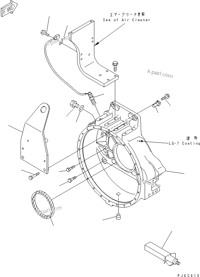 Komatsu parts book diagram for SAA6D140E-3N-8 S/N 110001-UP: FLYWHEEL HOUSING(#110003-)