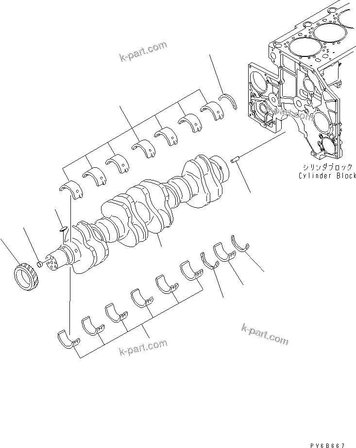Komatsu parts book diagram for SAA6D140E-3N-8 S/N 110001-UP: CRANKSHAFT
