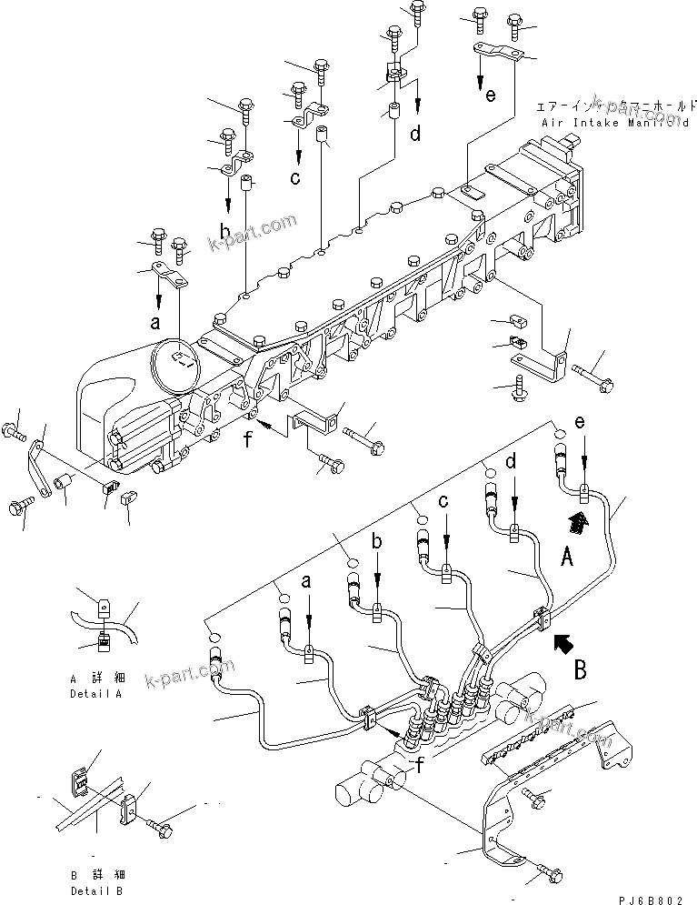 Komatsu parts book diagram for SAA6D140E-3N-8 S/N 110001-UP: FUEL PIPING(#110003-)