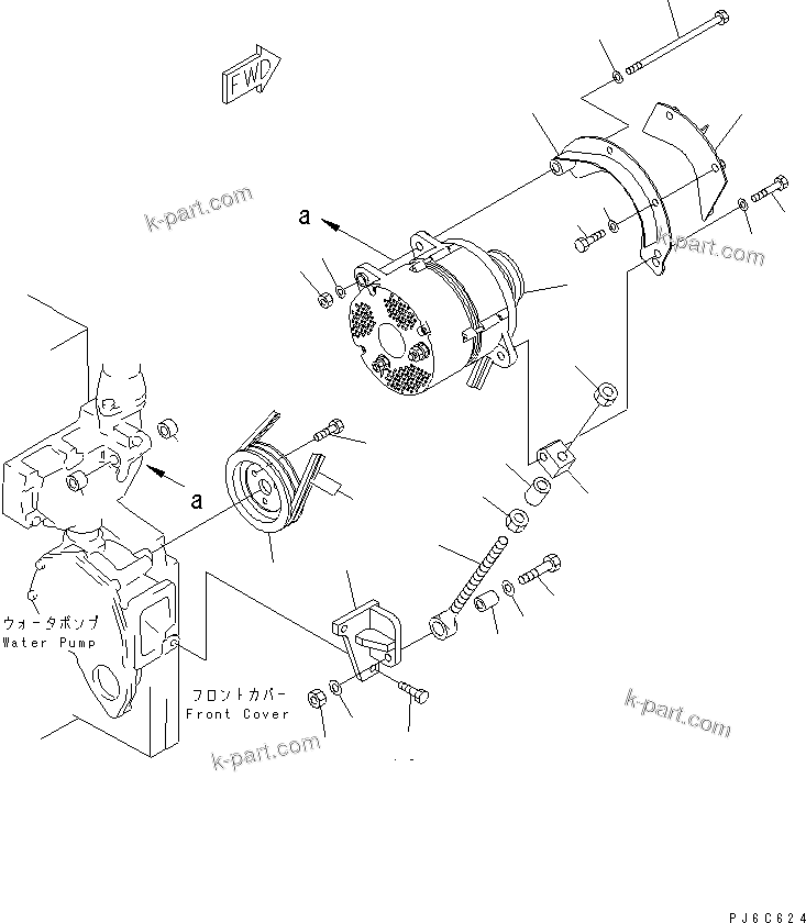 Komatsu parts book diagram for SAA6D140E-3N-8 S/N 110001-UP: ALTERNATOR MOUNTING (60A) (SANDY AND DUSTY SPEC.)(#110003-)