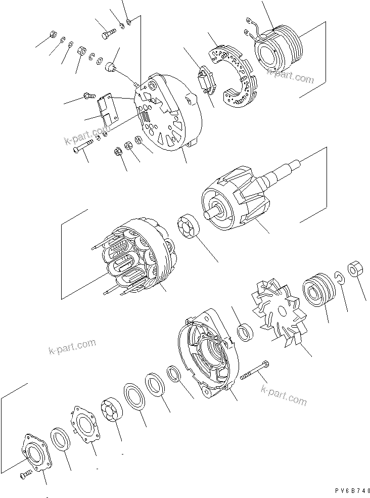 Komatsu parts book diagram for SAA6D140E-3N-8 S/N 110001-UP: ALTERNATOR (90A) (SANDY AND DUSTY SPEC.) (INNER PARTS)(#110003-)