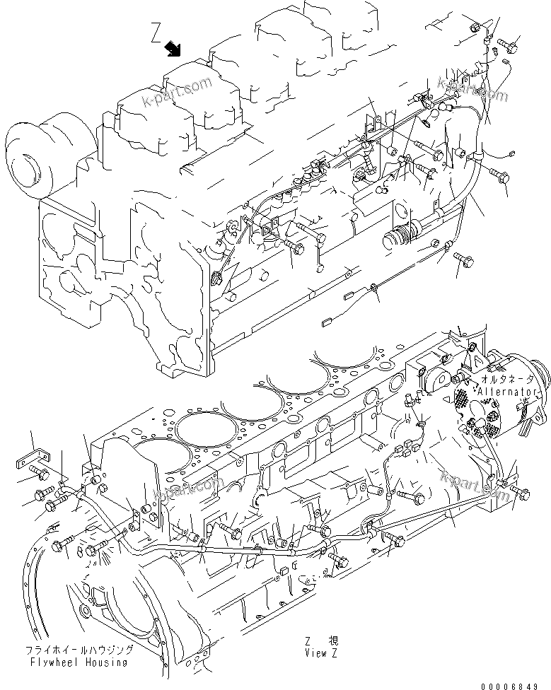 Komatsu parts book diagram for SAA6D140E-3N-8 S/N 110001-UP: WIRING (3/3) SENSOR (COLD TERRAIN SPEC.)(#111534-)