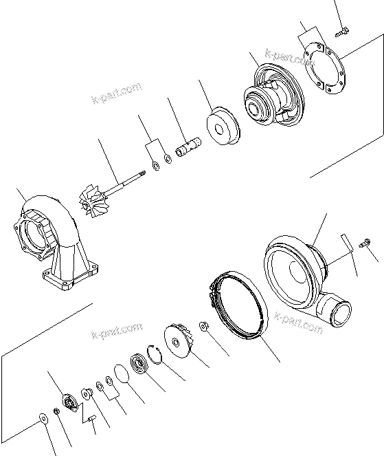 Komatsu parts book diagram for SAA6D125E-5F S/N 560001-UP: TURBOCHARGER (KTR90-332E) (INNER PARTS)(#560004-)