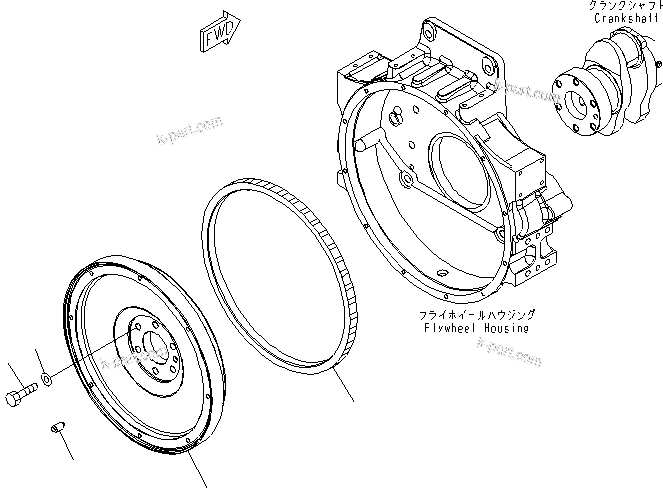 Komatsu parts book diagram for SAA6D125E-5F S/N 560001-UP: FLYWHEEL(#560004-)