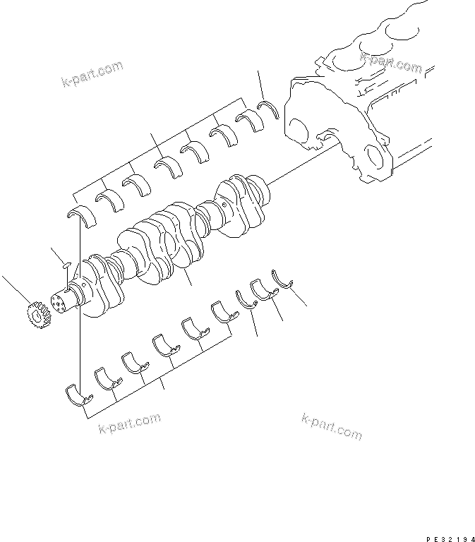 Komatsu parts book diagram for SAA6D125E-5F S/N 560001-UP: CRANKSHAFT