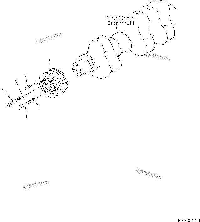 Komatsu parts book diagram for SAA6D125E-5F S/N 560001-UP: CRANK PULLEY (NON HARDENING)(#560004-)