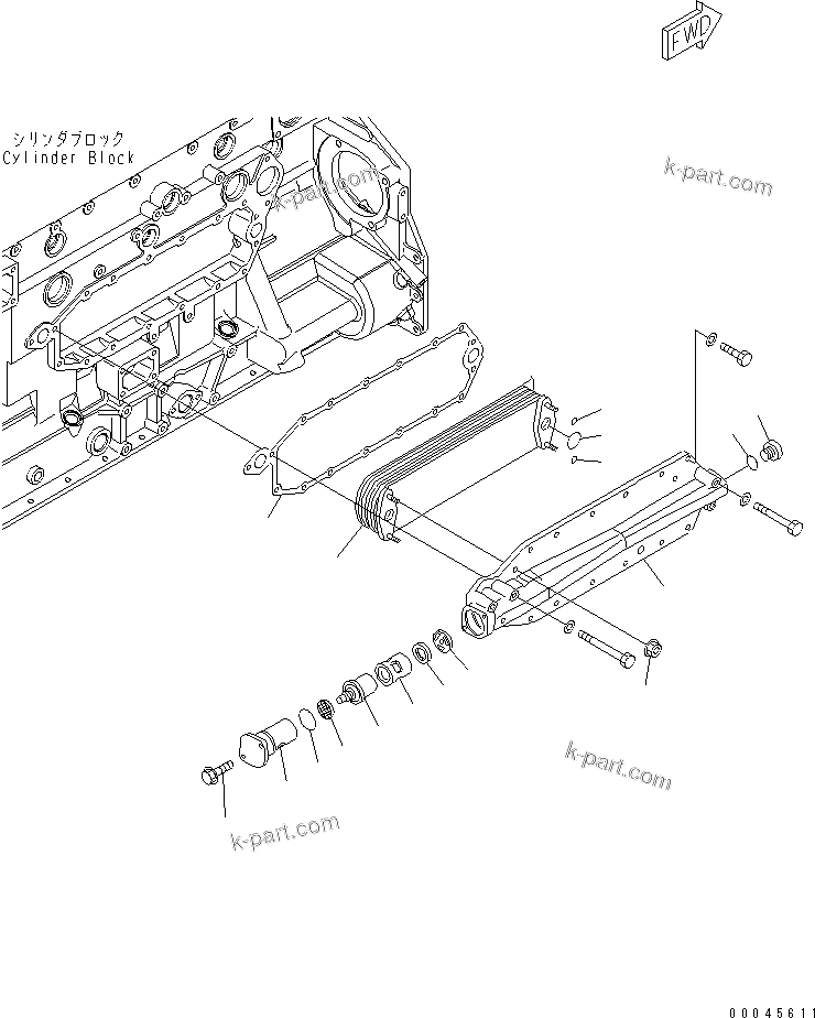 Komatsu parts book diagram for SAA6D125E-5F S/N 560001-UP: OIL COOLER