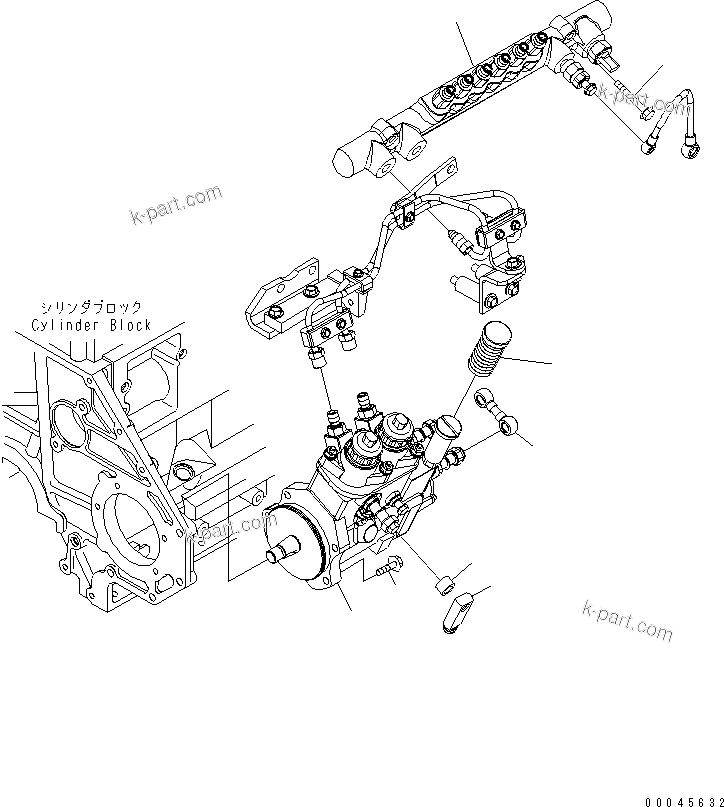 Komatsu parts book diagram for SAA6D125E-5F S/N 560001-UP: FUEL SUPPLY PUMP AND COMMON RAIL