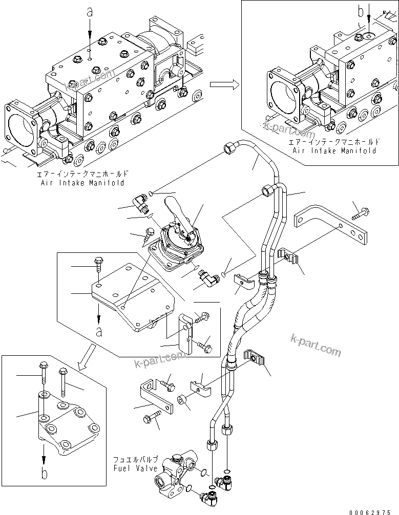 Komatsu parts book diagram for SAA6D125E-5F S/N 560001-UP: PRIMING PUMP AND PIPING(#560004-)