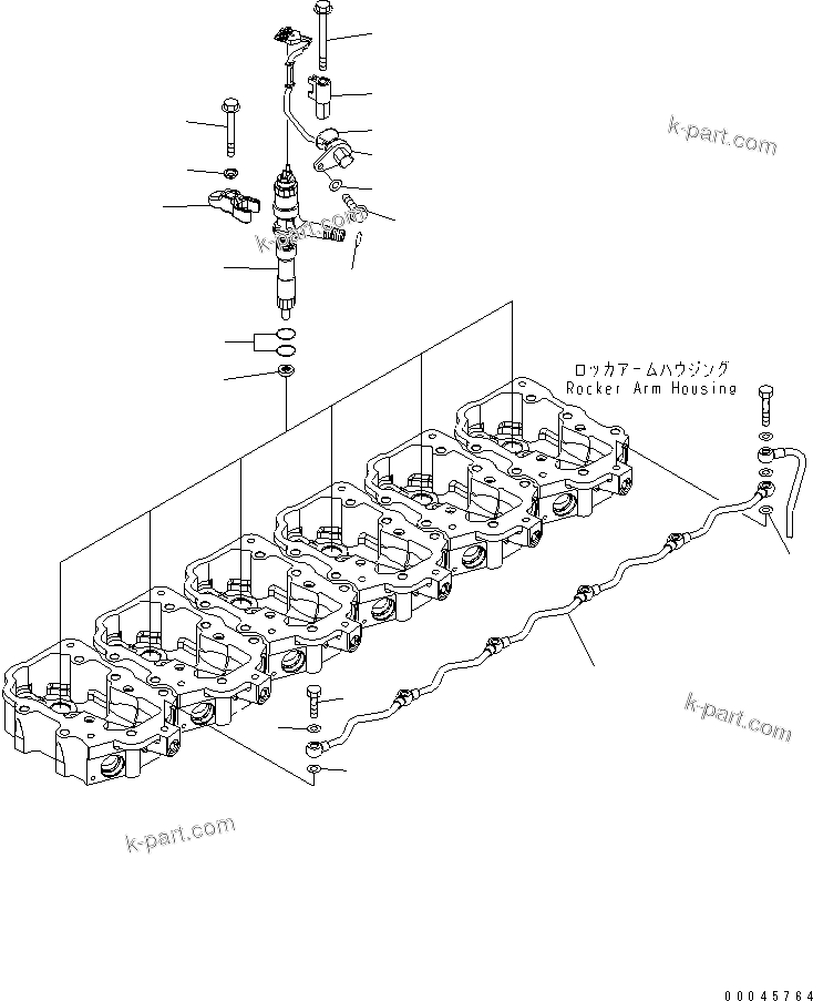 Komatsu parts book diagram for SAA6D125E-5F S/N 560001-UP: FUEL INJECTOR AND SPILL TUBE