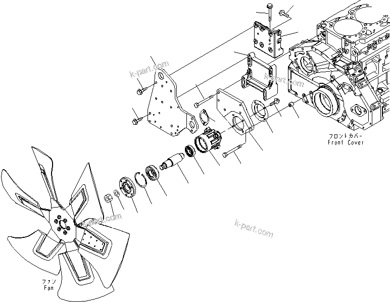 Komatsu parts book diagram for SAA6D125E-5F S/N 560001-UP: FAN DRIVE(#560004-)