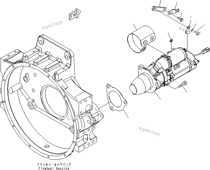 Komatsu parts book diagram for SAA6D125E-5F S/N 560001-UP: STARTING MOTOR MOUNTING (7.5KW) (WITH PROTECT COVER)(#560004-)