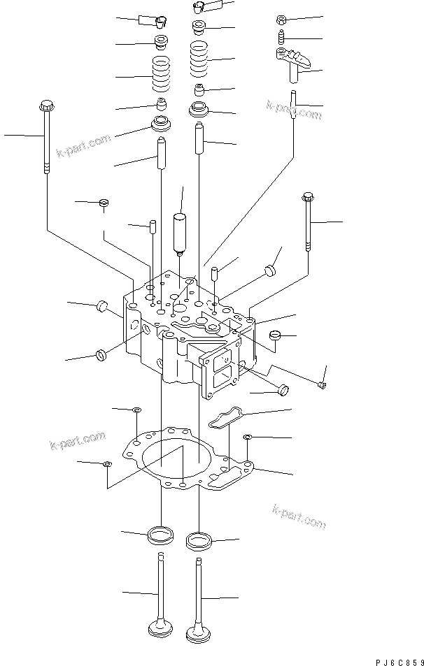 Komatsu parts book diagram for SAA6D125E-3A-8M S/N 310001-UP: CYLINDER HEAD