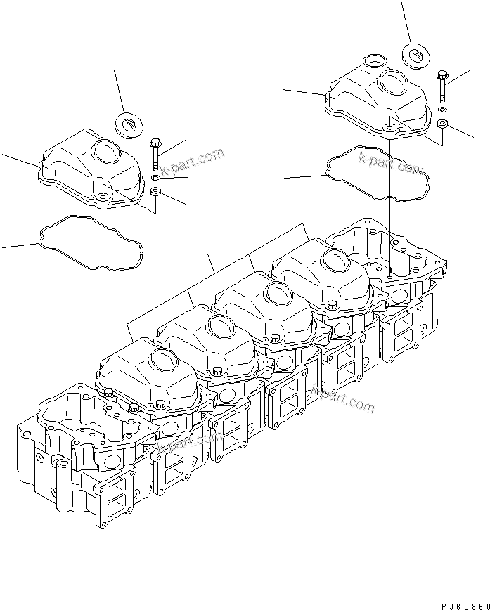 Komatsu parts book diagram for SAA6D125E-3A-8M S/N 310001-UP: HEAD COVER