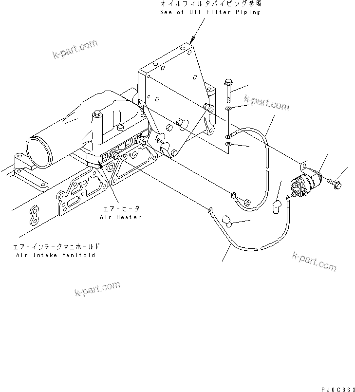 Komatsu parts book diagram for SAA6D125E-3A-8M S/N 310001-UP: HEATER SWITCH
