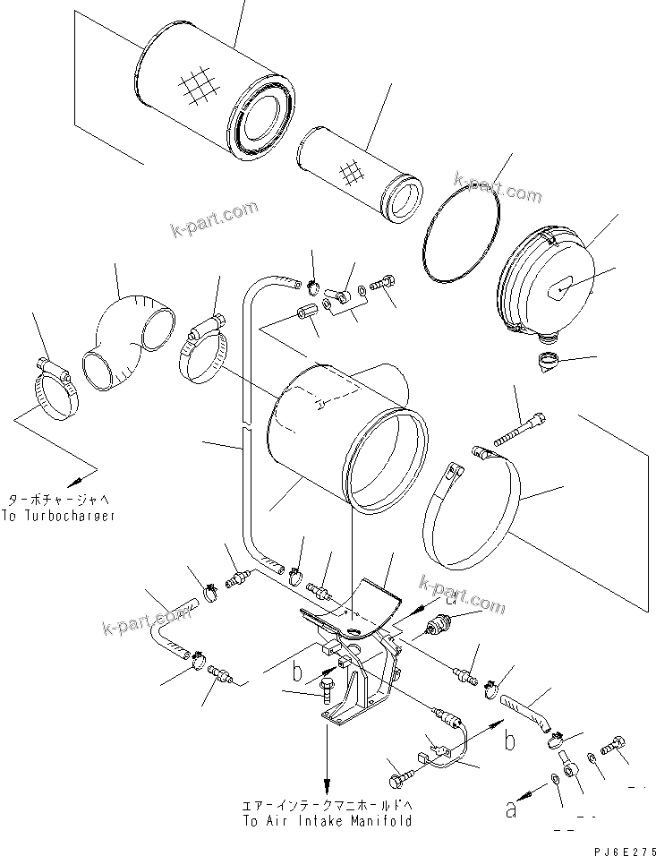 Komatsu parts book diagram for SAA6D125E-3A-8M S/N 310001-UP: AIR CLEANER