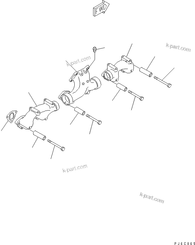 Komatsu parts book diagram for SAA6D125E-3A-8M S/N 310001-UP: EXHAUST MANIFOLD