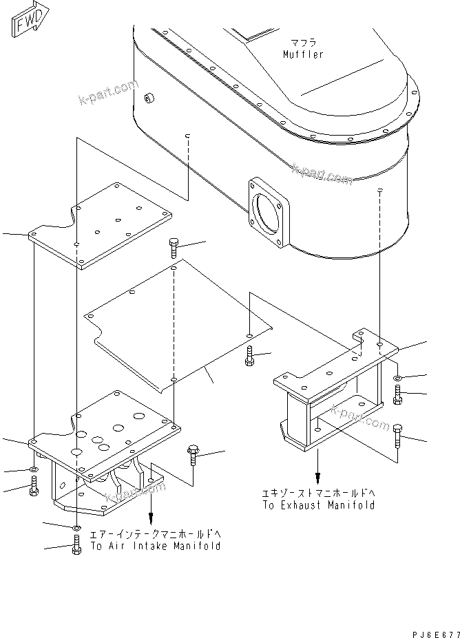 Komatsu parts book diagram for SAA6D125E-3A-8M S/N 310001-UP: MUFFLER (2/2) (CERAMIC TYPE)(#310367-)