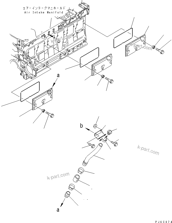 Komatsu parts book diagram for SAA6D125E-3A-8M S/N 310001-UP: CAMFOLLOWER COVER (WITH OIL FILLER)