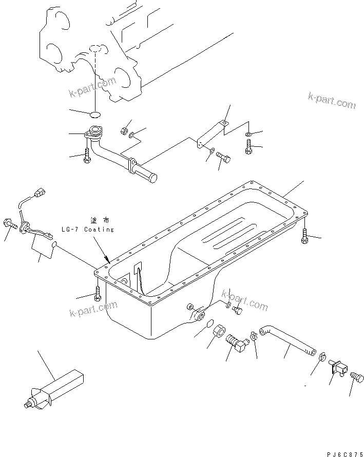 Komatsu parts book diagram for SAA6D125E-3A-8M S/N 310001-UP: OIL PAN AND SUCTION TUBE (WITH OIL LEVEL SENSOR AND REMOTE DRAIN VALVE)