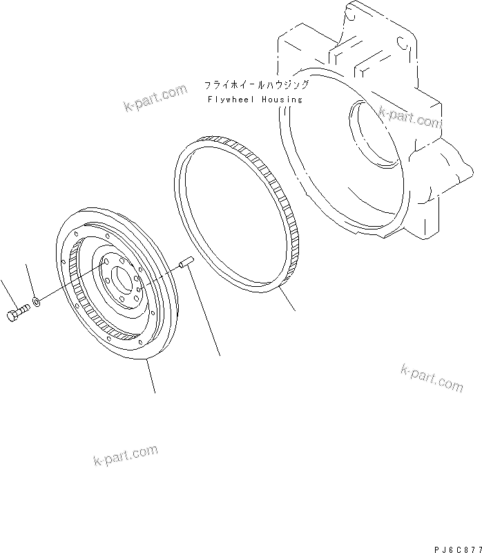 Komatsu parts book diagram for SAA6D125E-3A-8M S/N 310001-UP: FLYWHEEL