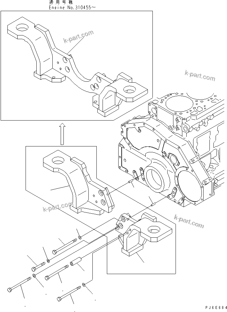 Komatsu parts book diagram for SAA6D125E-3A-8M S/N 310001-UP: ENGINE MOUNTING