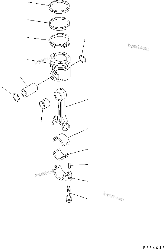 Komatsu parts book diagram for SAA6D125E-3A-8M S/N 310001-UP: PISTON