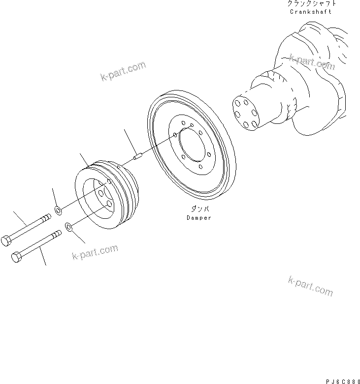 Komatsu parts book diagram for SAA6D125E-3A-8M S/N 310001-UP: CRANK PULLEY