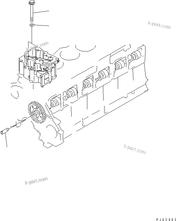 Komatsu parts book diagram for SAA6D125E-3A-8M S/N 310001-UP: CAMSHAFT ACCESSORY (TACHOMETER DRIVE)