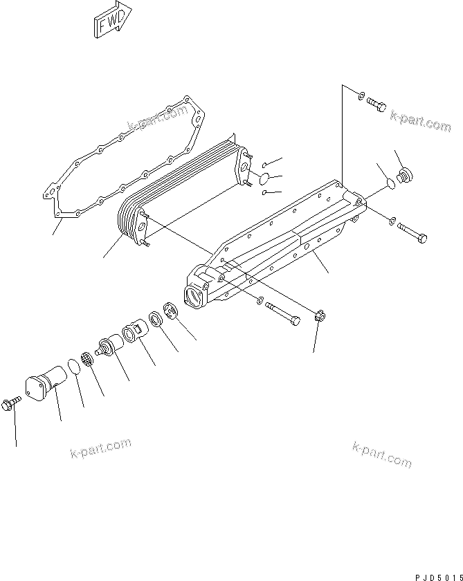 Komatsu parts book diagram for SAA6D125E-3A-8M S/N 310001-UP: OIL COOLER