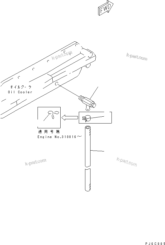 Komatsu parts book diagram for SAA6D125E-3A-8M S/N 310001-UP: COOLING WATER DRAIN VALVE