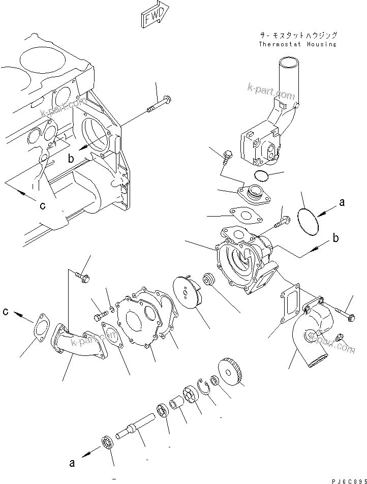 Komatsu parts book diagram for SAA6D125E-3A-8M S/N 310001-UP: WATER PUMP