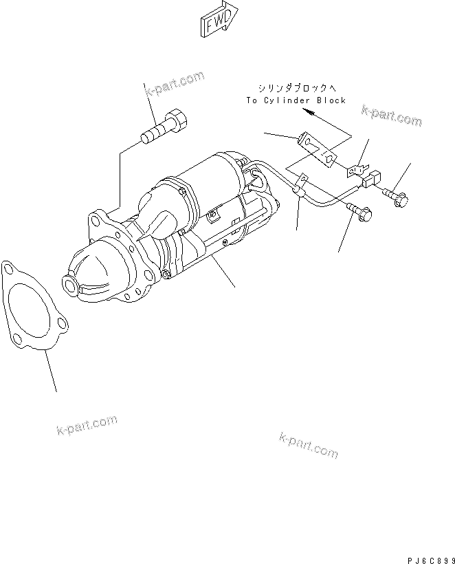 Komatsu parts book diagram for SAA6D125E-3A-8M S/N 310001-UP: STARTING MOTOR MOUNTING (7.5KW)