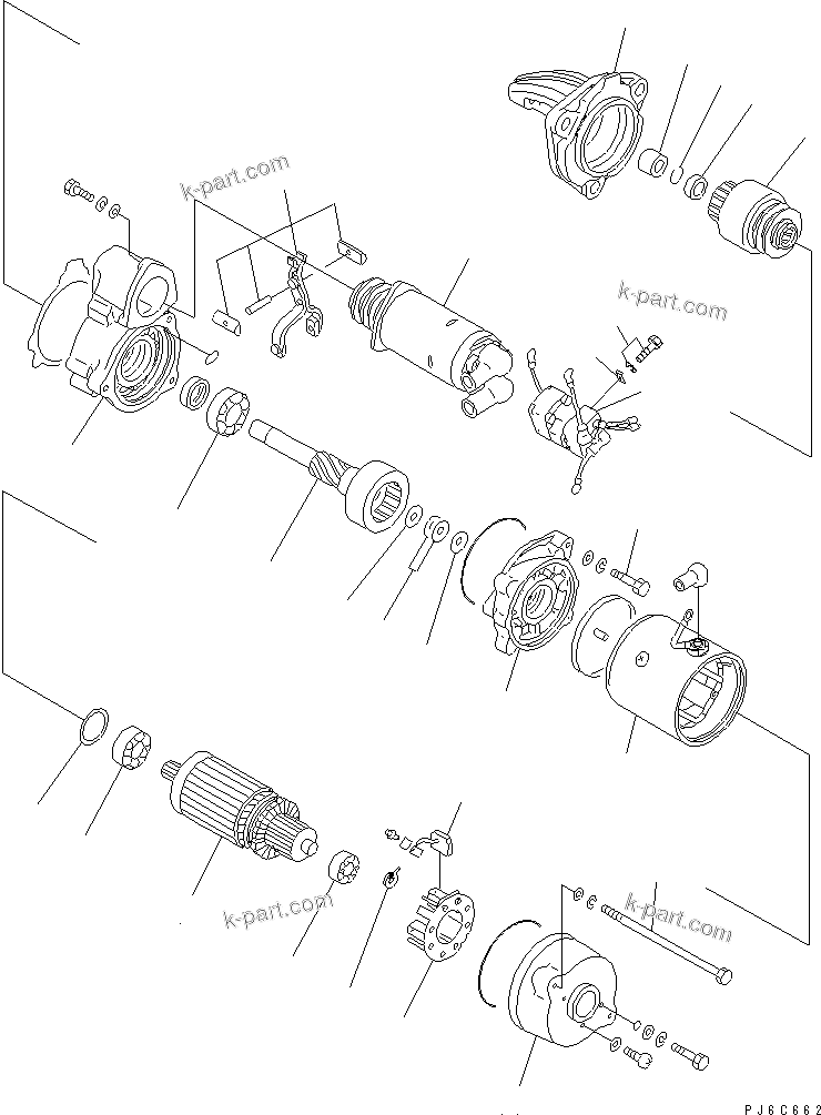 Komatsu parts book diagram for SAA6D125E-3A-8M S/N 310001-UP: STARTING MOTOR (7.5KW) (INNER PARTS)(#310001-310961)