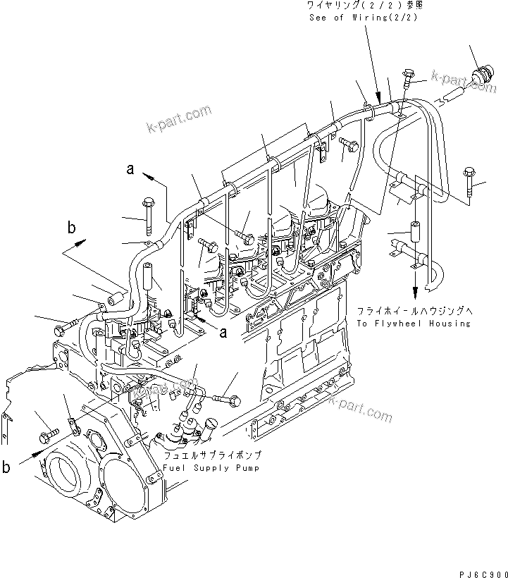 Komatsu parts book diagram for SAA6D125E-3A-8M S/N 310001-UP: WIRING (1/2) POWER LINE