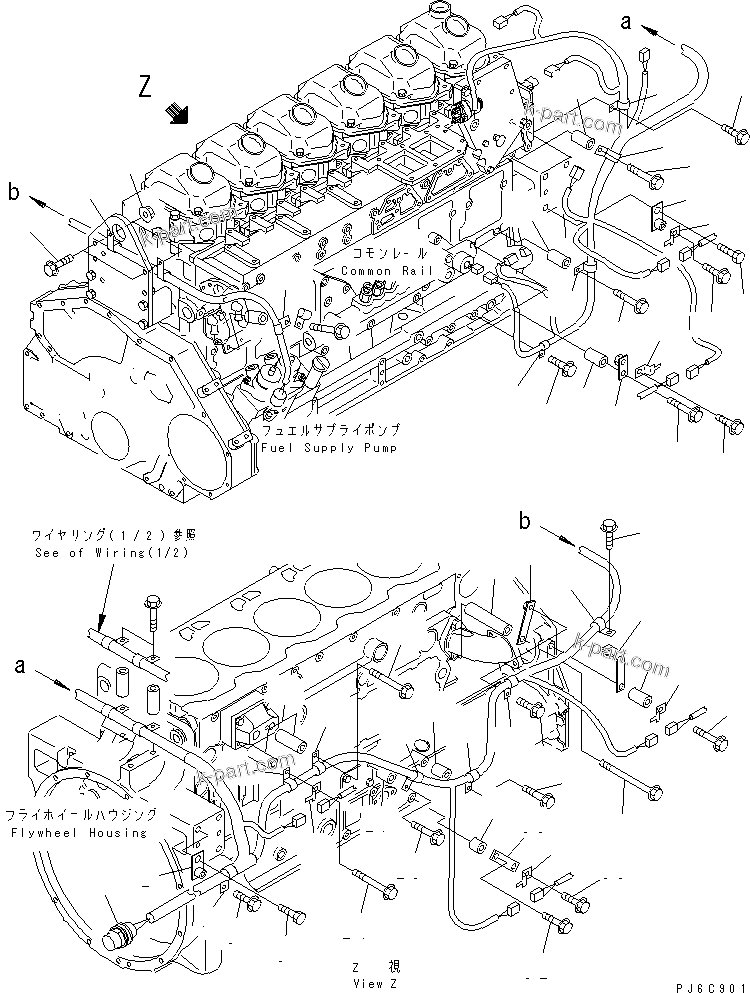 Komatsu parts book diagram for SAA6D125E-3A-8M S/N 310001-UP: WIRING (2/2) SENSOR AND SWITCH