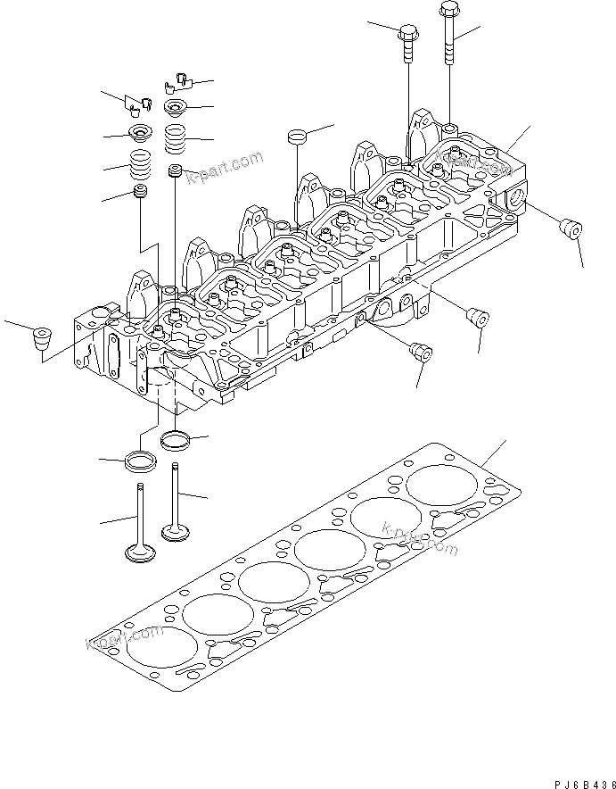 Komatsu parts book diagram for SAA6D102E-2FF-8 S/N 26274903-UP: CYLINDER HEAD