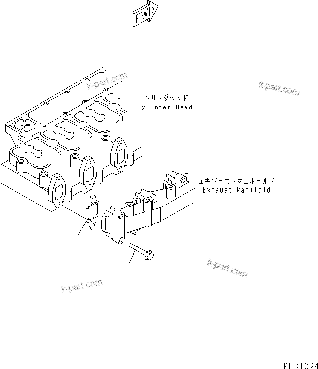 Komatsu parts book diagram for SAA6D102E-2FF-8 S/N 26274903-UP: EXHAUST MANIFOLD GASKET AND BOLT