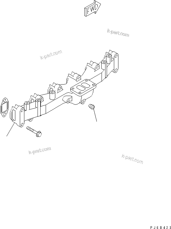 Komatsu parts book diagram for SAA6D102E-2FF-8 S/N 26274903-UP: EXHAUST MANIFOLD