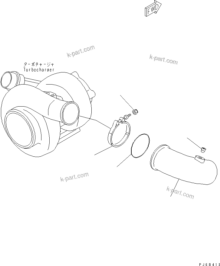 Komatsu parts book diagram for SAA6D102E-2FF-8 S/N 26274903-UP: TURBOCHARGER OUT CONNECTION