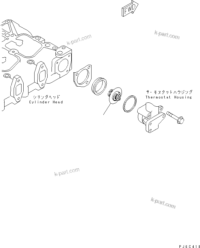 Komatsu parts book diagram for SAA6D102E-2FF-8 S/N 26274903-UP: THERMOSTAT(#26295864-)