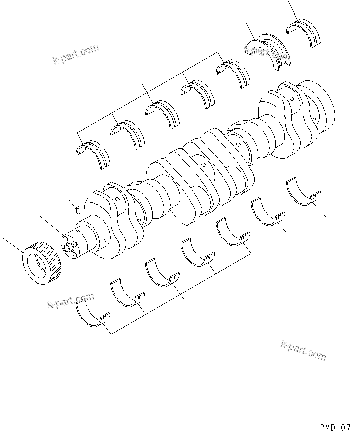 Komatsu parts book diagram for SAA6D102E-2FF-8 S/N 26274903-UP: CRANKSHAFT