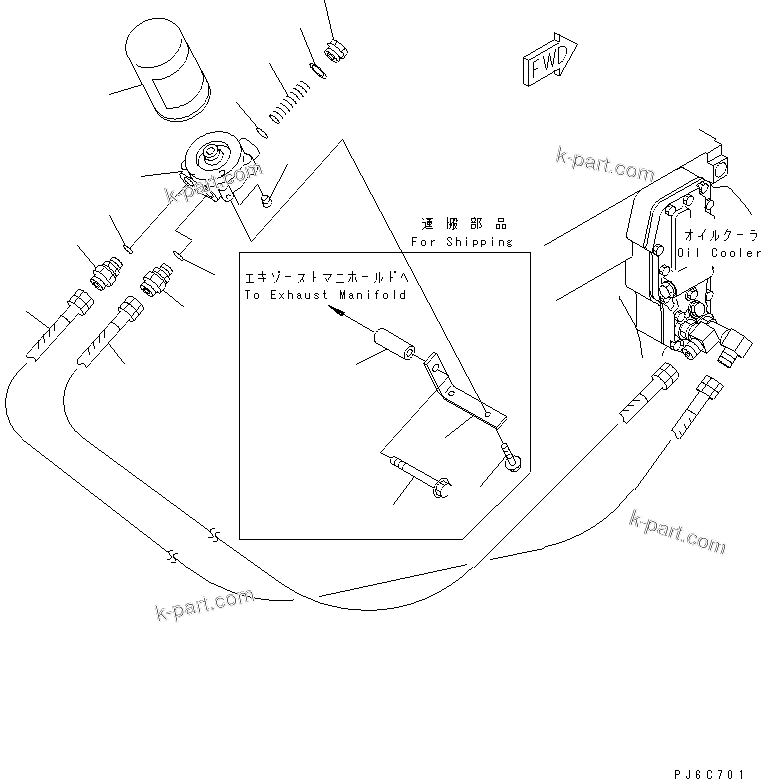 Komatsu parts book diagram for SAA6D102E-2FF-8 S/N 26274903-UP: OIL FILTER AND PIPING(#26282900-)