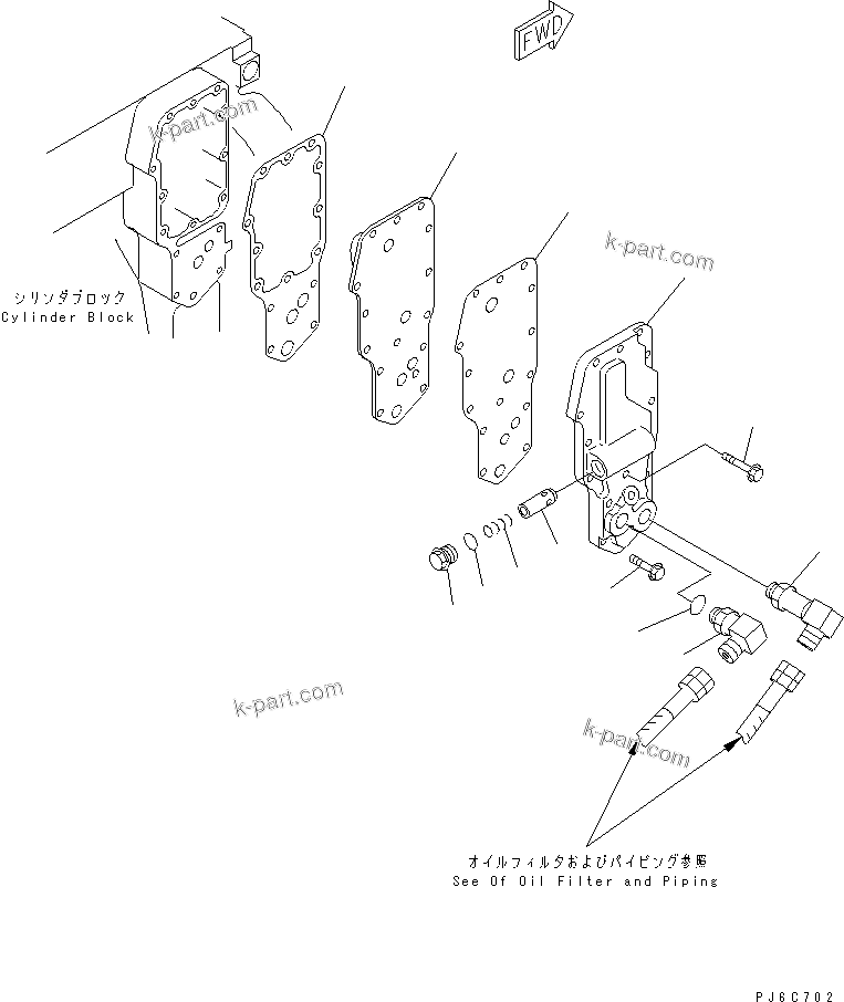 Komatsu parts book diagram for SAA6D102E-2FF-8 S/N 26274903-UP: OIL COOLER COVER(#26282900-)