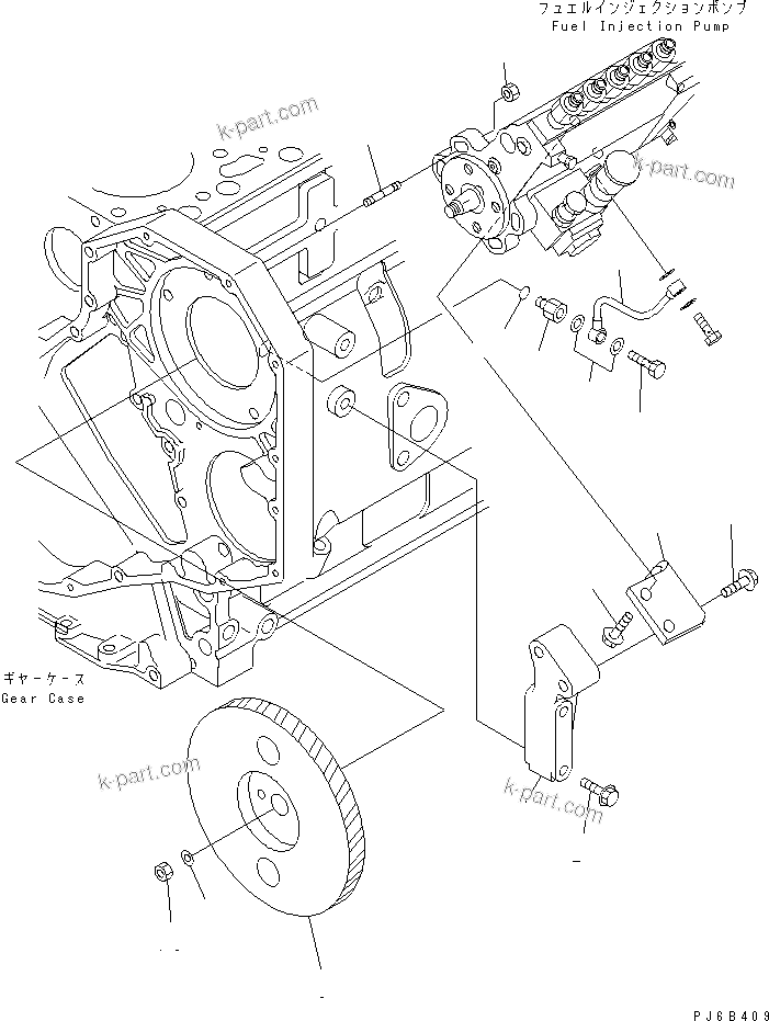 Komatsu parts book diagram for SAA6D102E-2FF-8 S/N 26274903-UP: FUEL INJECTION PUMP MOUNTING(#26274903-26325461)